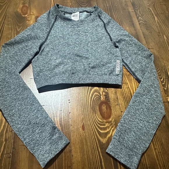 Gymshark Gray Fitted Long Sleeve Crop Top NWOT - Picture 2 of 6